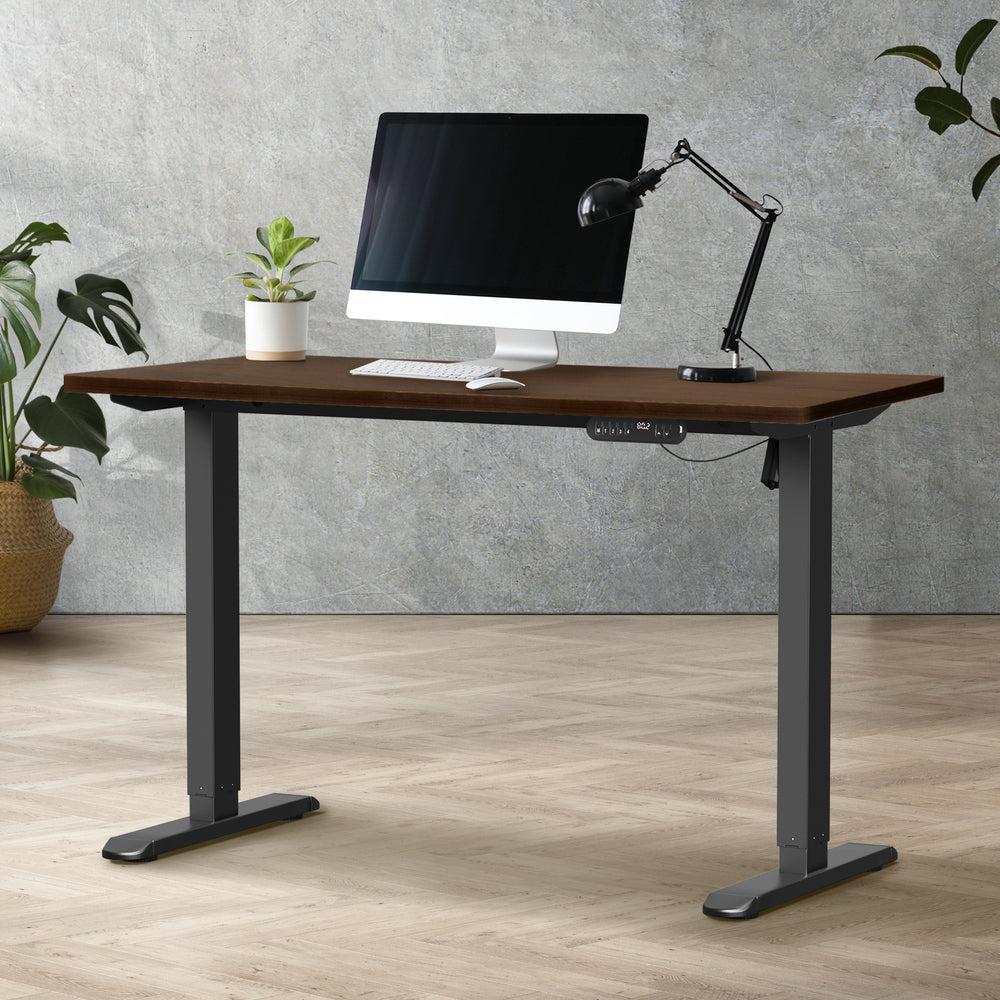 Electric Standing Desk Single Motor 140CM Black and Walnut