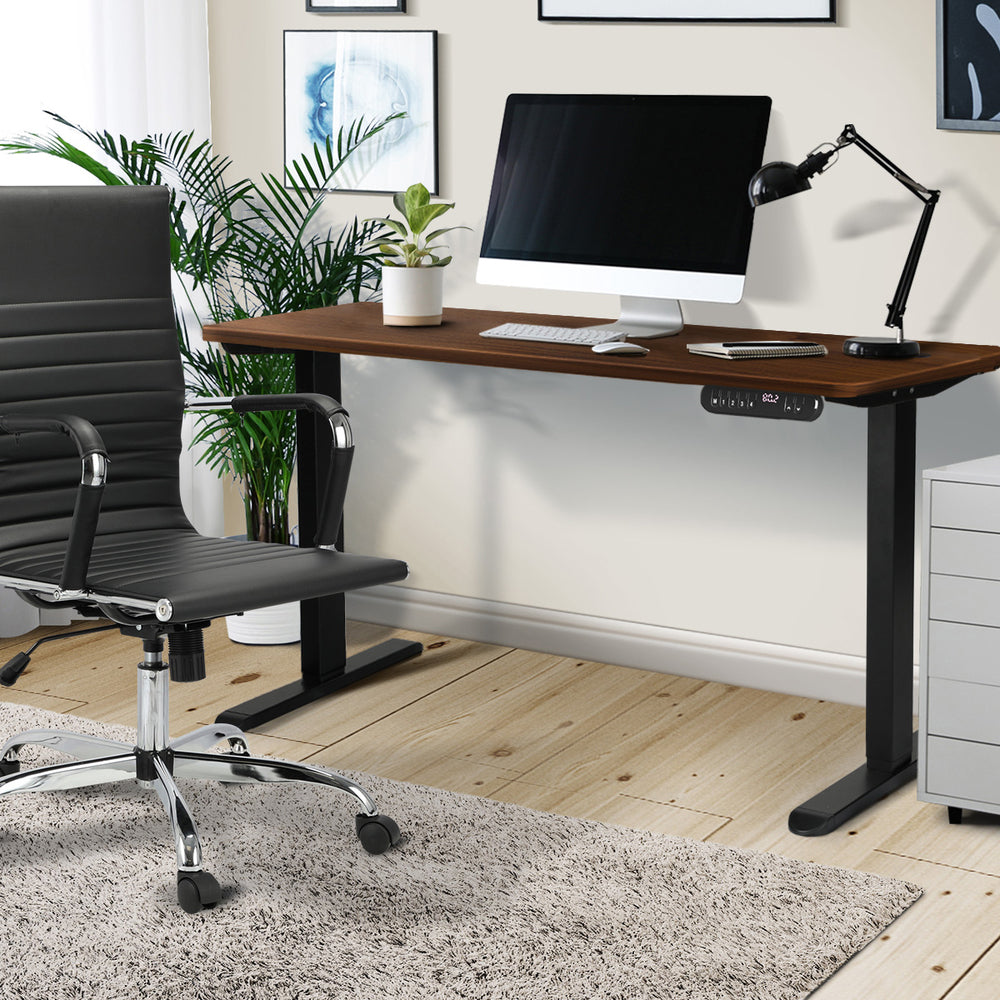 Electric Standing Desk Single Motor 140CM Black and Walnut