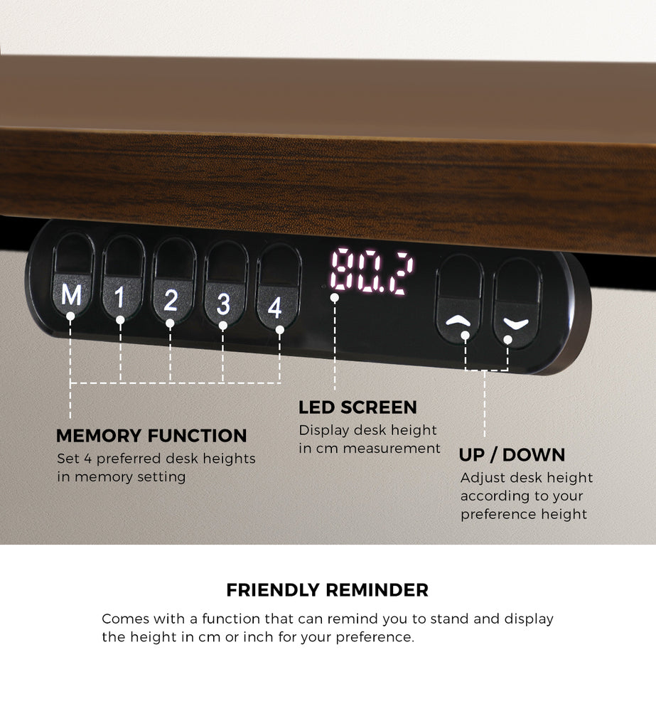 Electric Standing Desk Single Motor 140CM Black and Walnut
