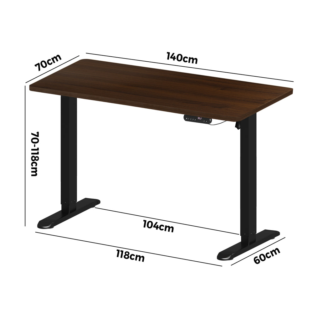 Electric Standing Desk Single Motor 140CM Black and Walnut