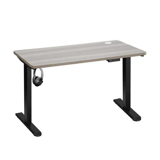 140CM Electric Standing Desk Single Motor Black and Grey Oak