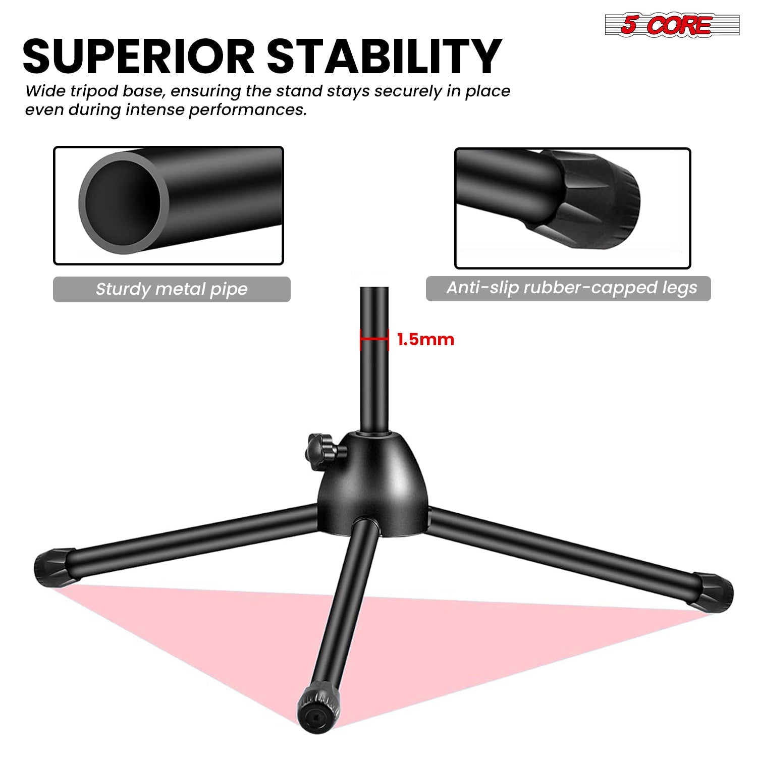 5Core Tripod Mic Stand Adjustable Heavy Duty Floor Holder Microphone Boom Arm 4 PCS-4