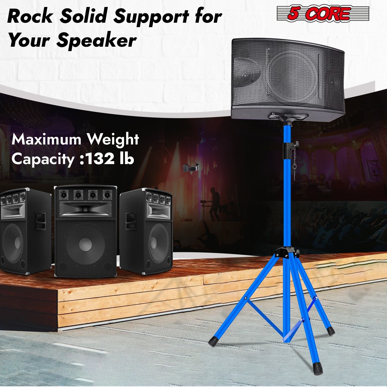 5Core Speaker Stand Tripod Tall Adjustable 72 Inch DJ Pole Mount Studio Monitor Stands SKY BLUE 2 PK-2
