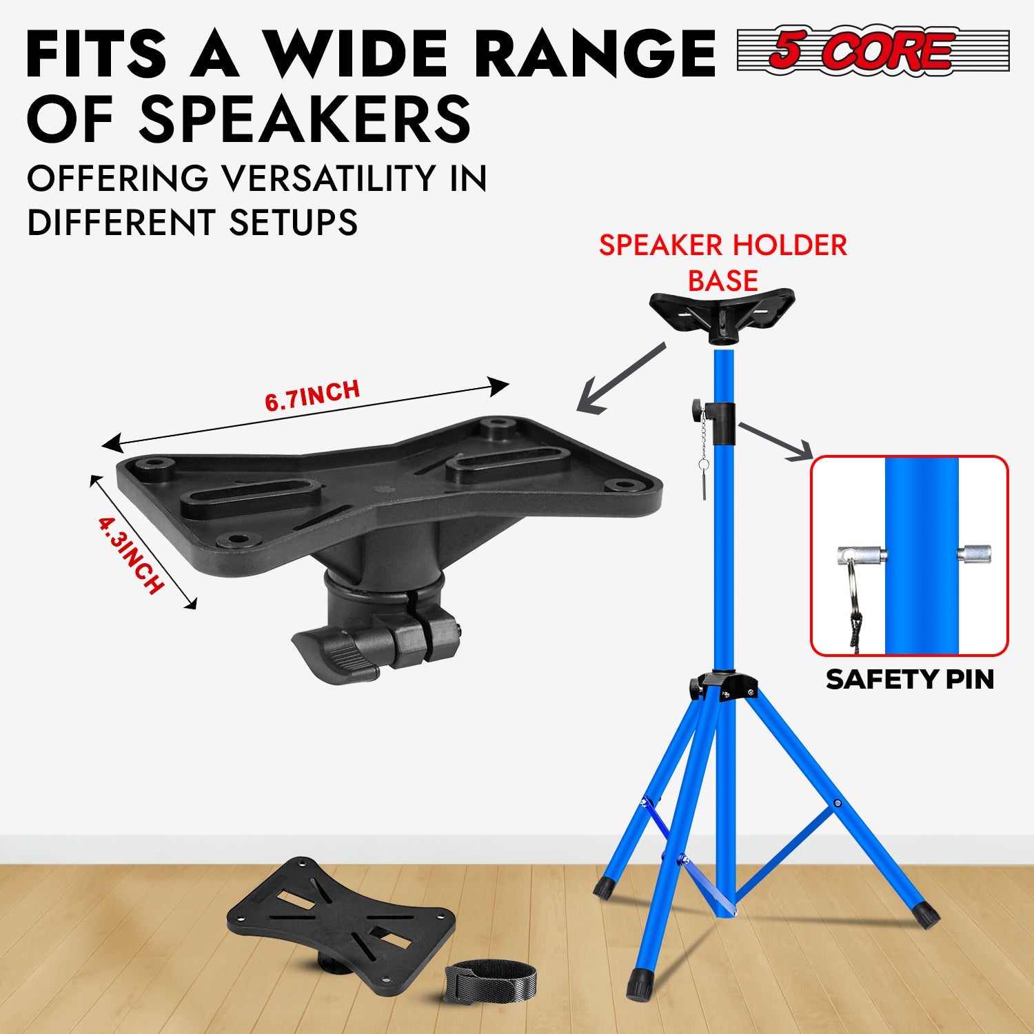 5Core Speaker Stand Tripod Tall Adjustable 72 Inch DJ Pole Mount Studio Monitor Stands SKY BLUE 2 PK-4